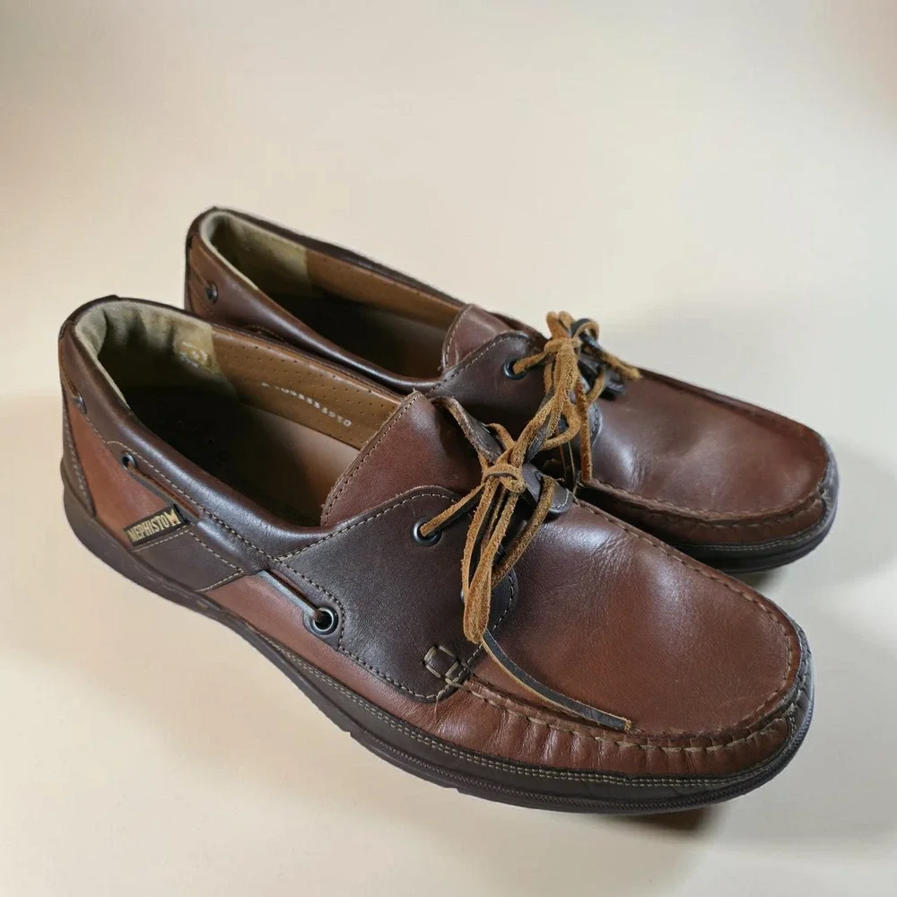 MEPHISTO SPINNAKER Boat Shoes Mens Size 11 Moccasin Brown Leather *Barely Worn.